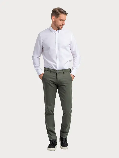 CHINO HLAČE S LIOCELOM 48 Maslinasto zelena SLIM
