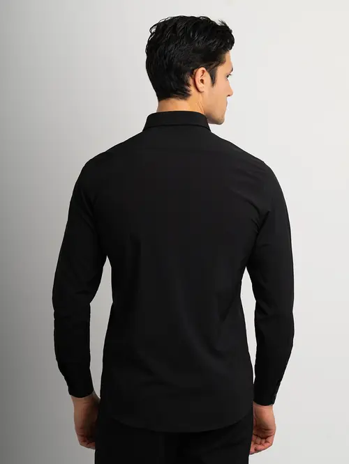 KOŠULJA OD STRETCH TKANINE S ELASTANOM SLIM CRNA S