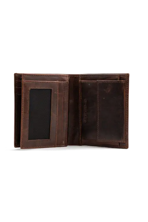 KOŽNI NOVČANIK S PRETINCEM ZA KOVANICE – TRIFOLD SMEĐA ONE SIZE