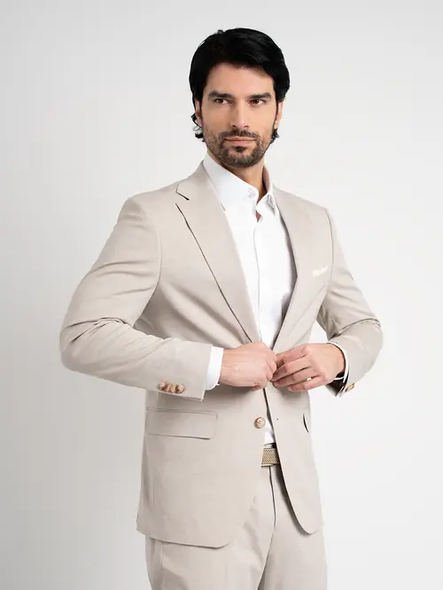 ELEGANTNO POSLOVNO ODIJELO S DODATKOM VUNE 54 BEŽ CLASSIC