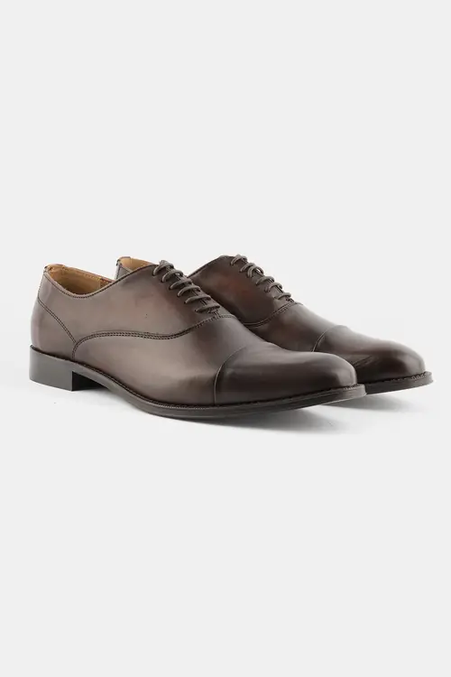 POSLOVNE KOŽNE CIPELE OXFORD CAP TOE SMEĐA 41