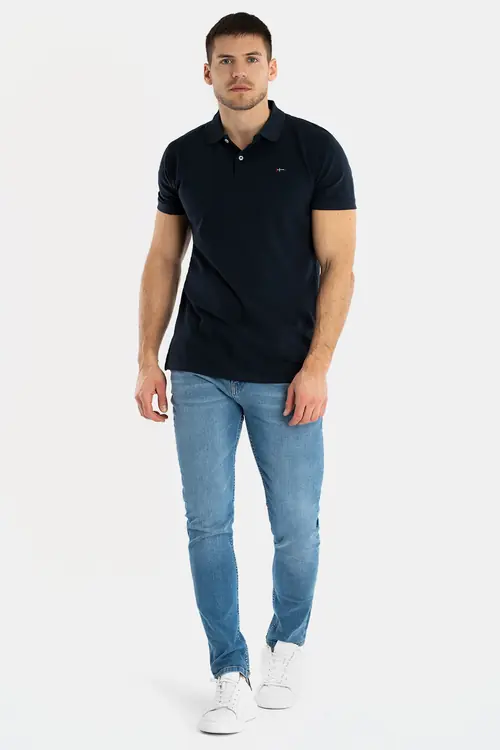 POLO MAJICA S IZVEZENIM LOGOM 100% PAMUK SLIM NAVY XL