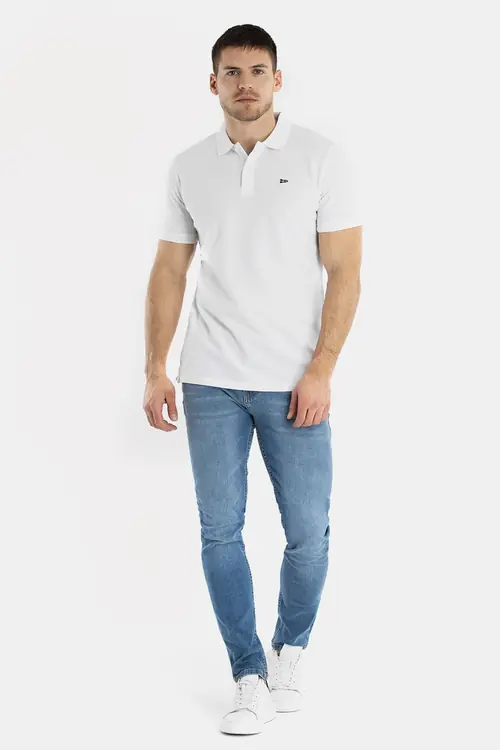 POLO MAJICA S IZVEZENIM LOGOM 100% PAMUK SLIM BIJELA S