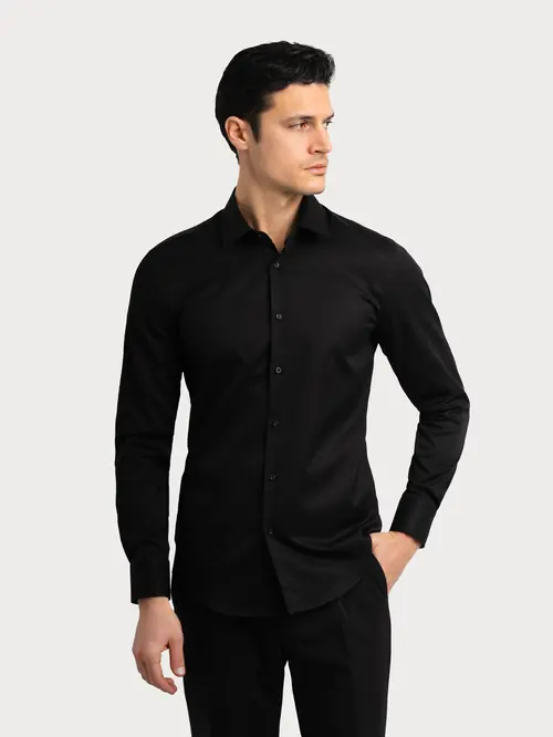 NON-IRON POSLOVNA KOŠULJA 100% PAMUK REGULAR CRNA M