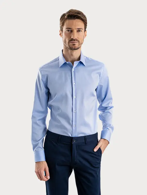 NON-IRON POSLOVNA KOŠULJA 100% PAMUK REGULAR PLAVA S