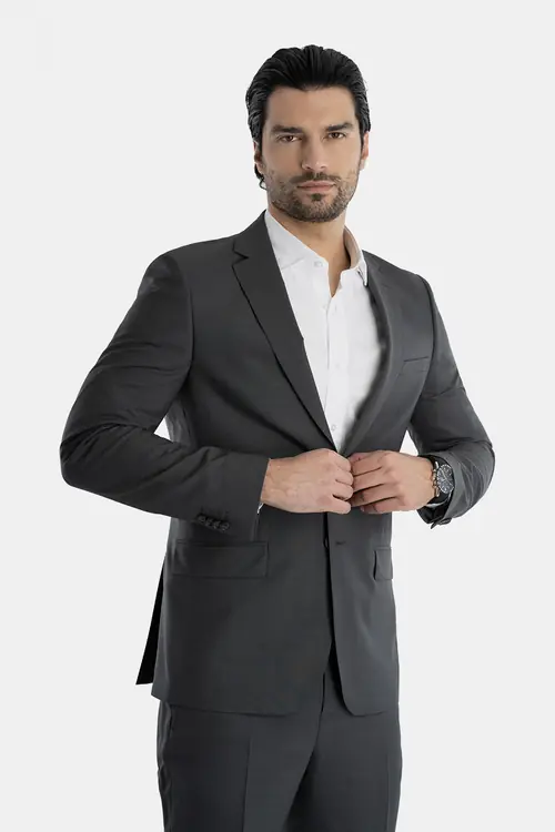 POSLOVNO ODIJELO 100% VUNA SLIM PRODUŽENI TAMNO SIVA 56