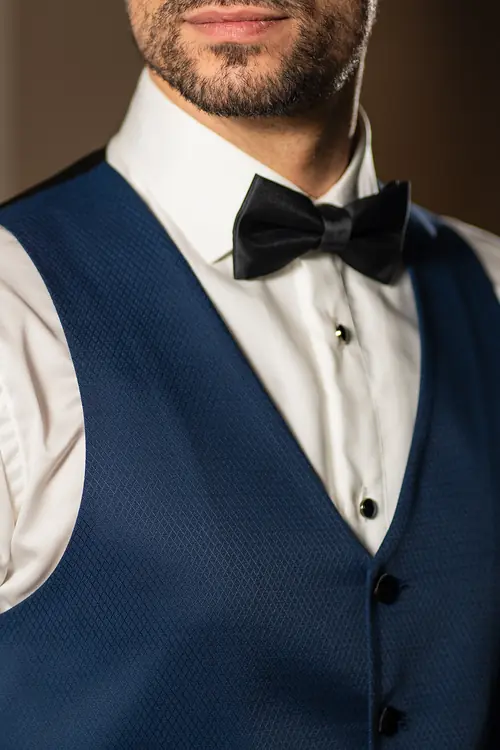 SVEČANI PRSLUK S TEKSTURIRANOM TKANINOM SLIM NAVY 48