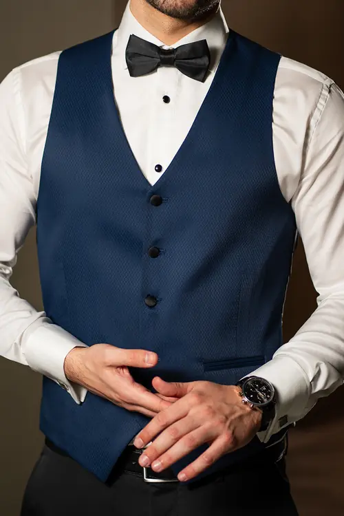 SVEČANI PRSLUK S TEKSTURIRANOM TKANINOM SLIM NAVY 48