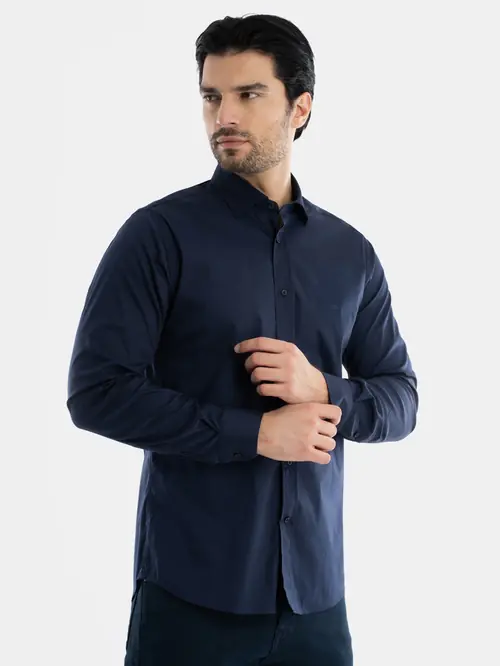STRETCH KOŠULJA S VISOKIM UDJELOM PAMUKA SLIM NAVY XS