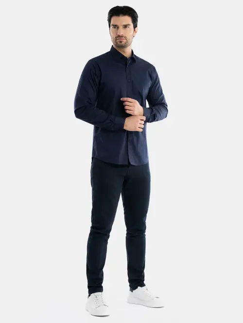 STRETCH KOŠULJA S VISOKIM UDJELOM PAMUKA SLIM NAVY XS