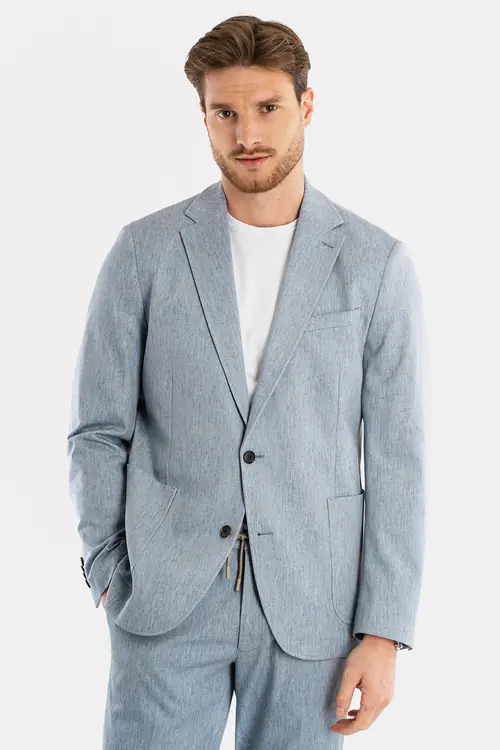 SAKO OD ODIJELA SMART CASUAL S UZORKOM SLIM SVIJETLO PLAVA 48