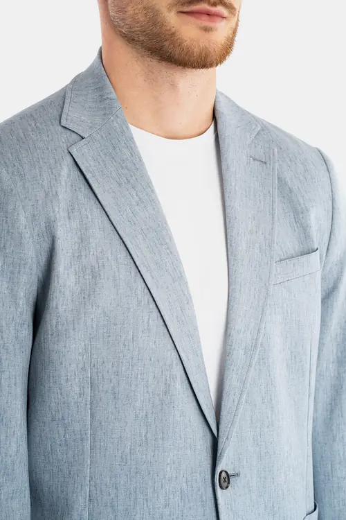 SUKNJIČ ZA OBLEKO SMART CASUAL Z VZORCEM SLIM SVETLO MODRA 52