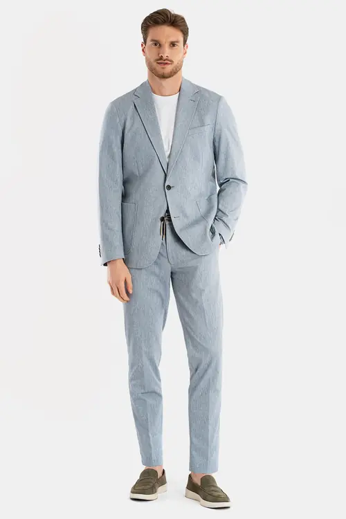 SAKO OD ODIJELA SMART CASUAL S UZORKOM SLIM SVIJETLO PLAVA 54
