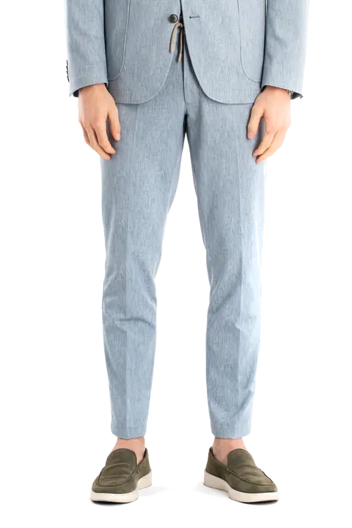 HLAČE OD ODIJELA SMART CASUAL S UZORKOM SLIM SVIJETLO PLAVA 48