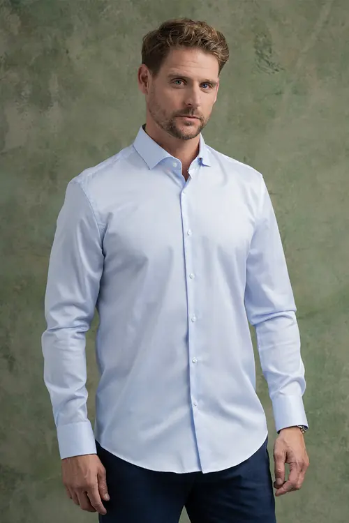 NON-IRON POSLOVNA KOŠULJA 100% PAMUK SLIM PLAVA/BIJELA S