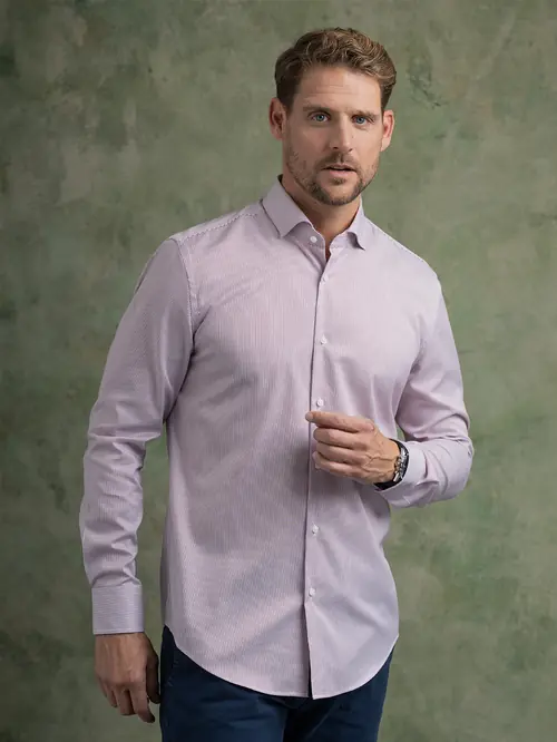 NON-IRON POSLOVNA KOŠULJA 100% PAMUK S CRVENA/BIJELA SLIM