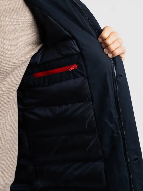 PARKA S KAPULJAČOM I UNUTARNJIM PLETENIM OVRATNIKOM M NAVY