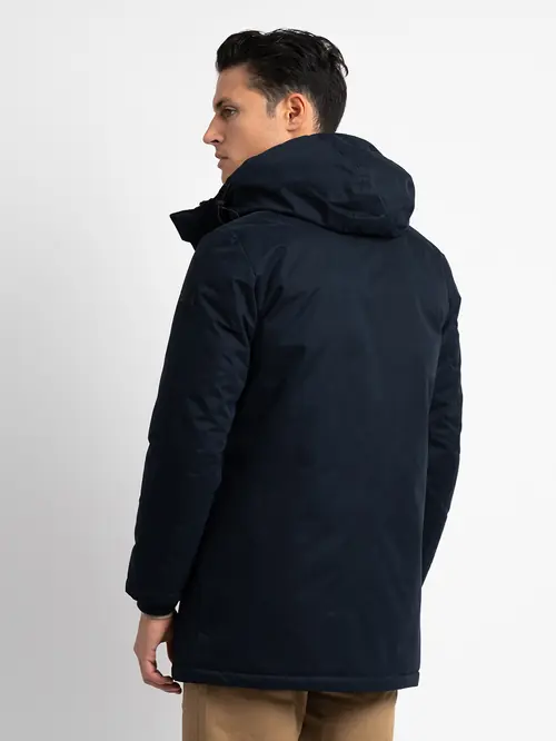 PARKA S KAPULJAČOM I UNUTARNJIM PLETENIM OVRATNIKOM M NAVY