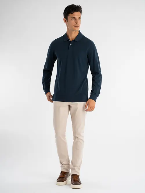 POLO MAJICA DUGIH RUKAVA OD 100% PAMUKA SLIM NAVY S
