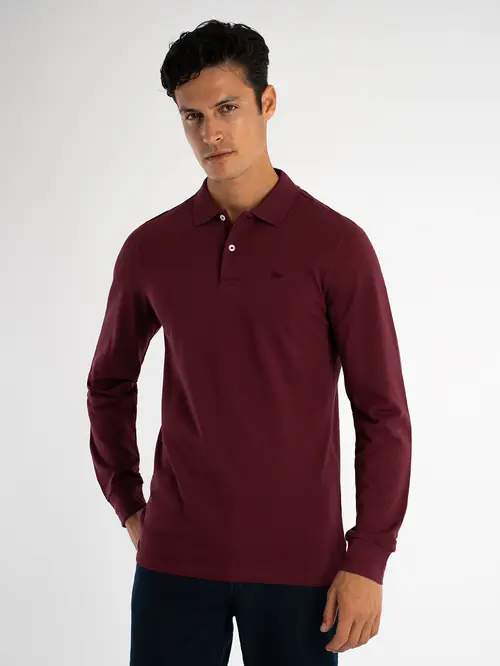 POLO MAJICA DUGIH RUKAVA OD 100% PAMUKA SLIM BORDO S