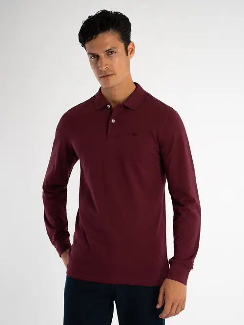 POLO MAJICA DUGIH RUKAVA OD 100% PAMUKA M BORDO SLIM