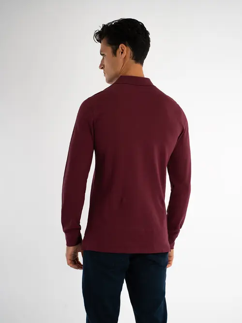 POLO MAJICA DUGIH RUKAVA OD 100% PAMUKA M BORDO SLIM