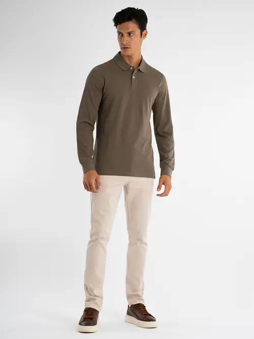 POLO MAJICA DUGIH RUKAVA OD 100% PAMUKA SLIM SMEĐA S
