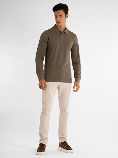 POLO MAJICA DUGIH RUKAVA OD 100% PAMUKA M SMEĐA SLIM