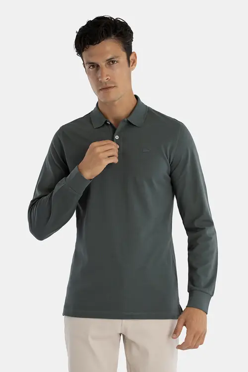 POLO MAJICA DUGIH RUKAVA OD 100% PAMUKA SLIM ZELENA S