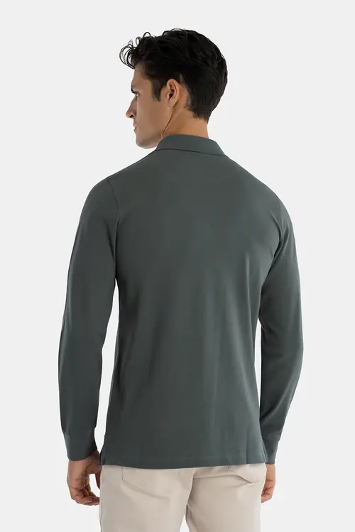 POLO MAJICA DUGIH RUKAVA OD 100% PAMUKA SLIM ZELENA S