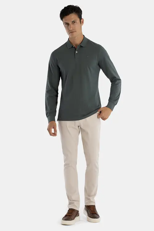 POLO MAJICA DUGIH RUKAVA OD 100% PAMUKA SLIM ZELENA 2XL