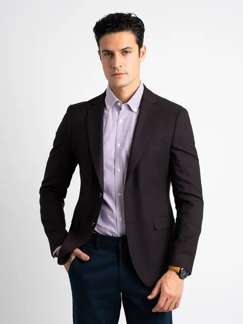 SAKO OD TEKSTURIRANOG PLETIVA S VISKOZOM SLIM BORDO 48