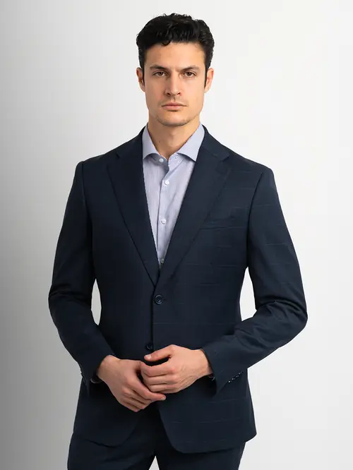 POSLOVNO ODIJELO S KARIRANIM UZORKOM SLIM NAVY 48