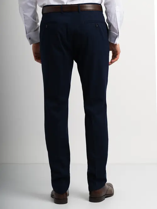 HLAČE ZA OBLEKO BASIC SLIM PODALJŠANI MODRA 58