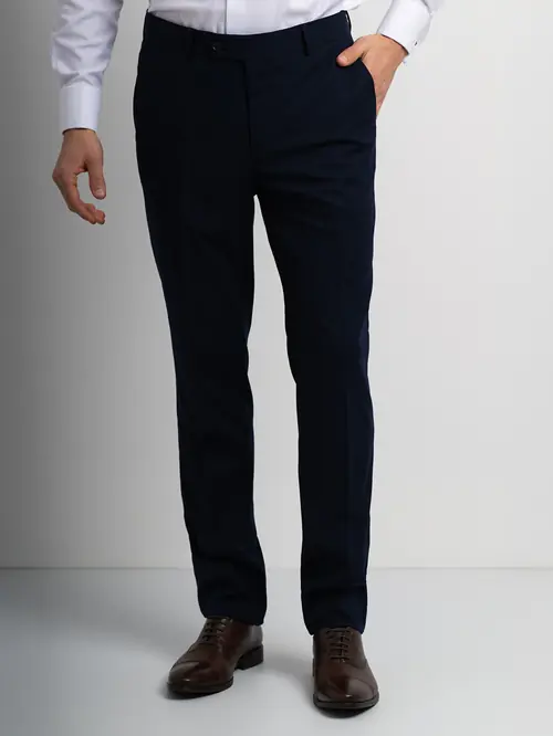 HLAČE ZA OBLEKO BASIC SLIM PODALJŠANI MODRA 58