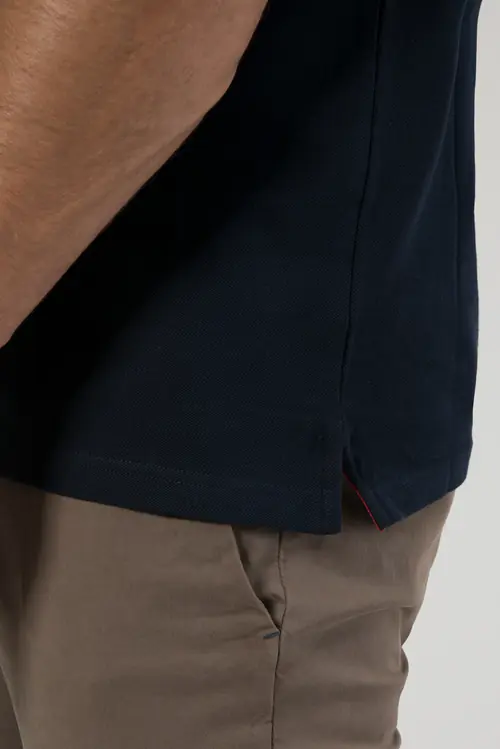 BOMBAŽNA POLO MAJICA S KRATKIMI ROKAVI SLIM TEMNO MODRA M