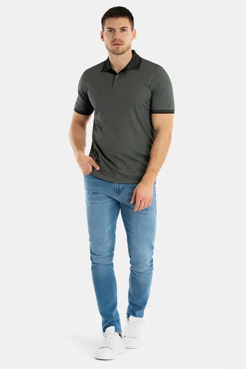 POLO MAJICA OD DVOBOJNOG INTERLOCK PLETIVA L CRNA REGULAR