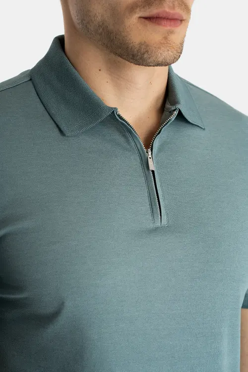 POLO MAJICA SA ZIP OVRATNIKOM OD INTERLOCK PLETIVA 2XL ZELENA REGULAR