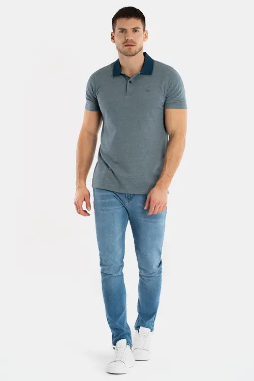 POLO MAJICA OD DVOBOJNOG PLETIVA REGULAR SVIJETLO SIVA M