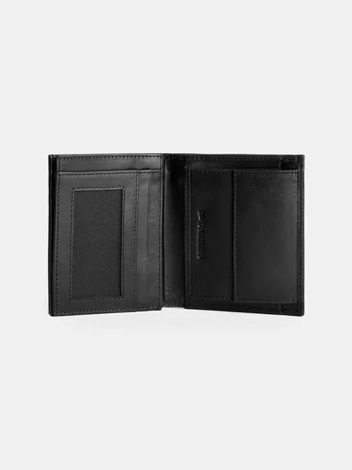 KOŽNI NOVČANIK S PRETINCEM ZA KOVANICE – TRIFOLD CRNA ONE SIZE