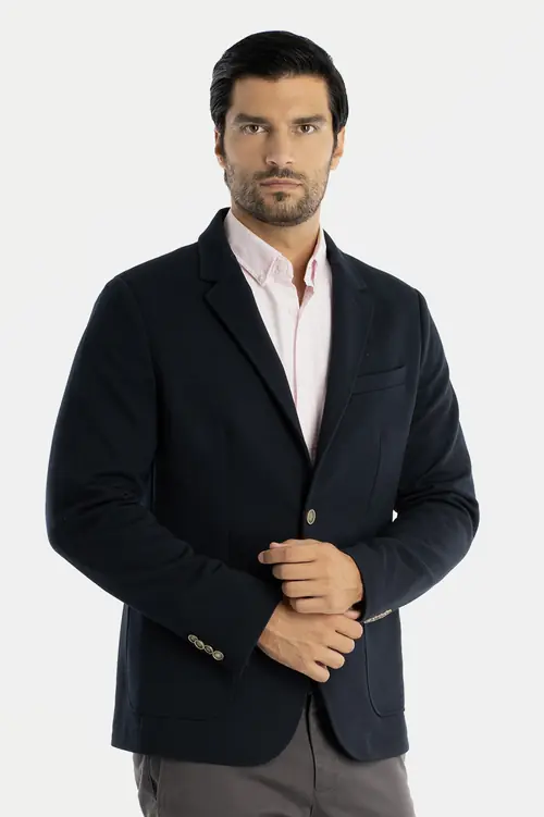 SAKO OD PIQUE TKANINE BUSINESS-CASUAL SLIM NAVY 52