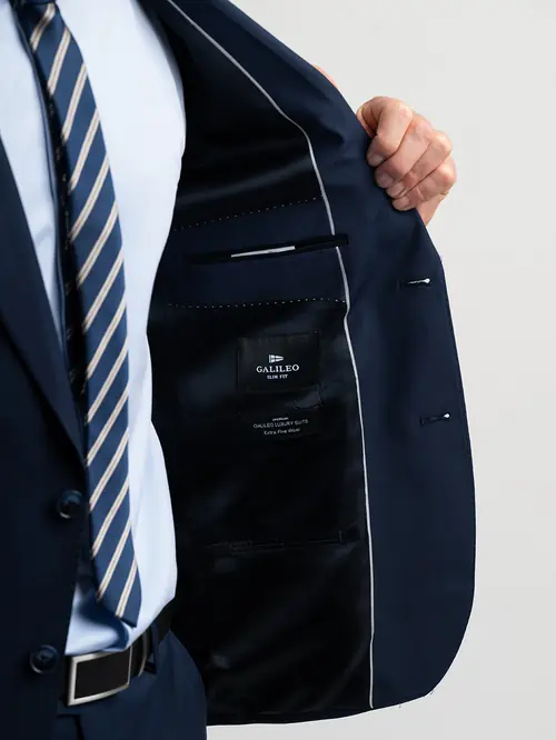 POSLOVNI SAKO ZA ODIJELO S VISOKIM UDJELOM  VUNE SLIM PRODUŽENI PLAVA 56