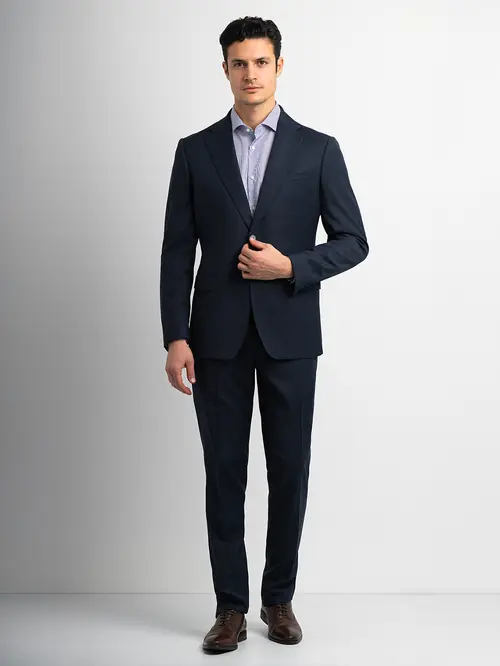NON-IRON POSLOVNA KOŠULJA 100% PAMUK SLIM NAVY/BIJELA S