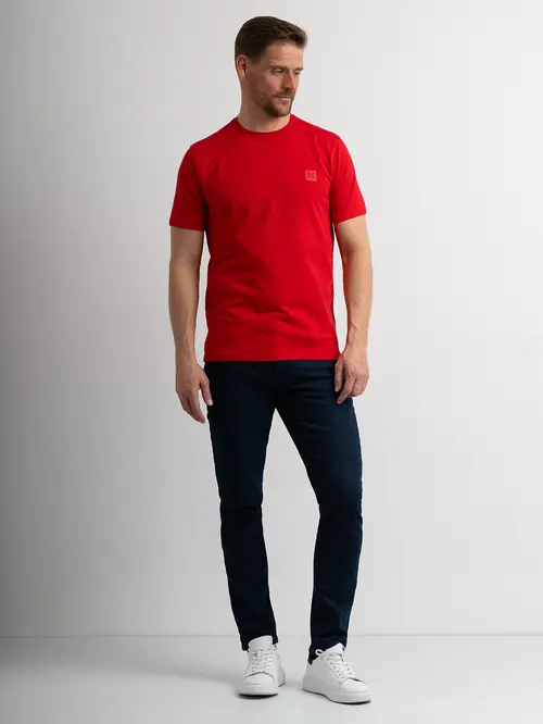 PAMUČNA MAJICA S DODATKOM ELASTANA SLIM CRVENA 4XL