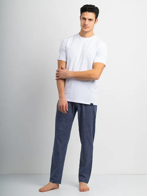 PAMUČNA PIDŽAMA S DODATKOM ELASTANA NAVY XL