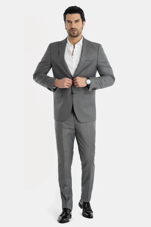 POSLOVNO ODIJELO OD SHARKSKIN TKANINE CLASSIC TAMNO SIVA 58