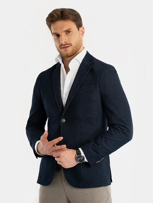 CASUAL SUKNJIČ IZ TEKSTURIRANE TKANINE SLIM TEMNO MODRA 50
