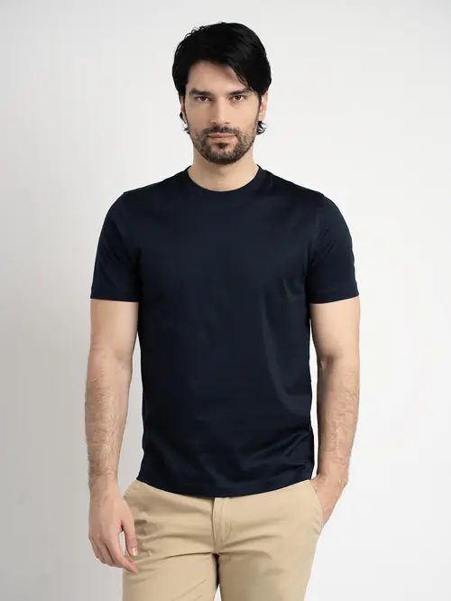 MAJICA OD MERCERIZIRANOG PAMUKA REGULAR NAVY S