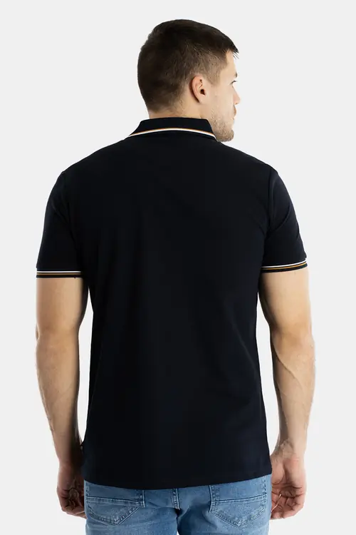 POLO MAJICA KRATKIH RUKAVA S KONTRASTNIM DETALJIMA SLIM NAVY 3XL
