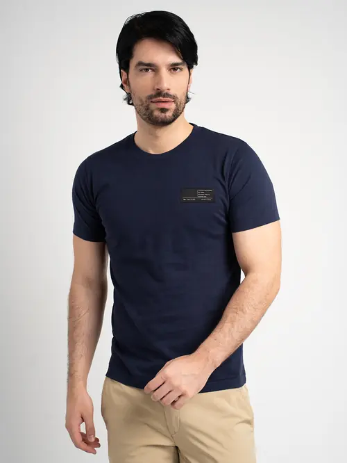 MAJICA KRATKIH RUKAVA OD ČETKANOG PAMUKA REGULAR NAVY M